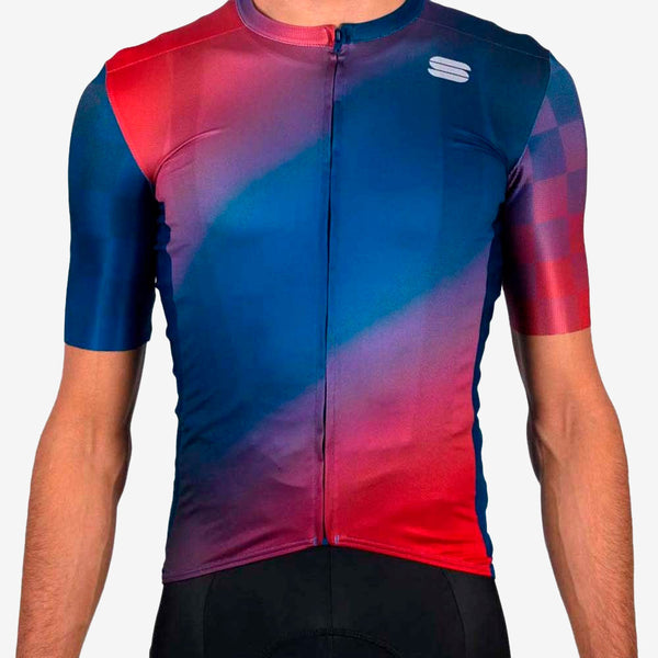 Maglia blu e rossa del razzo